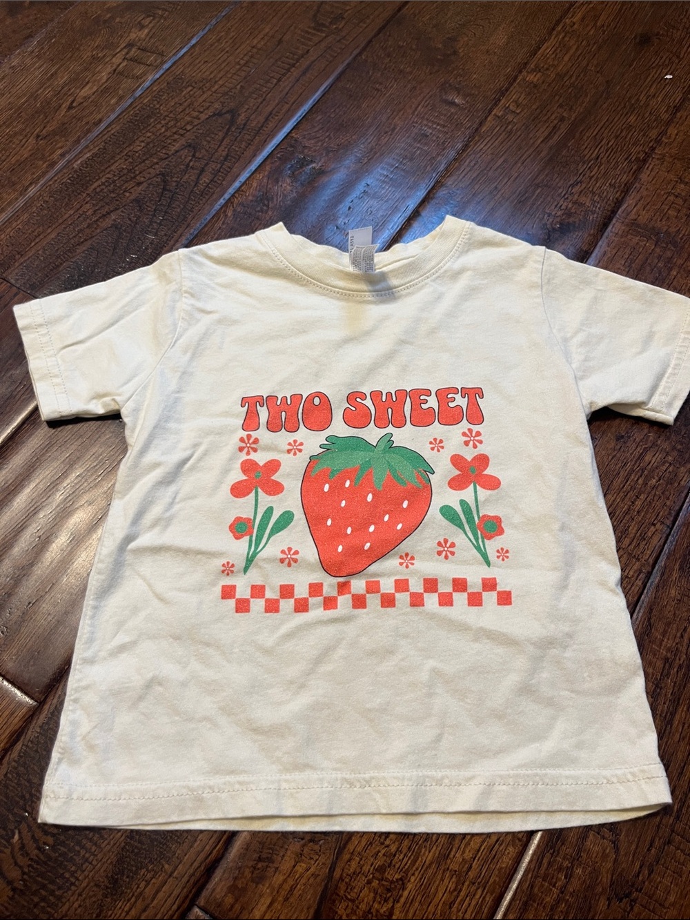 Two Sweet Strawberry Graphic Kids Tee - Cream